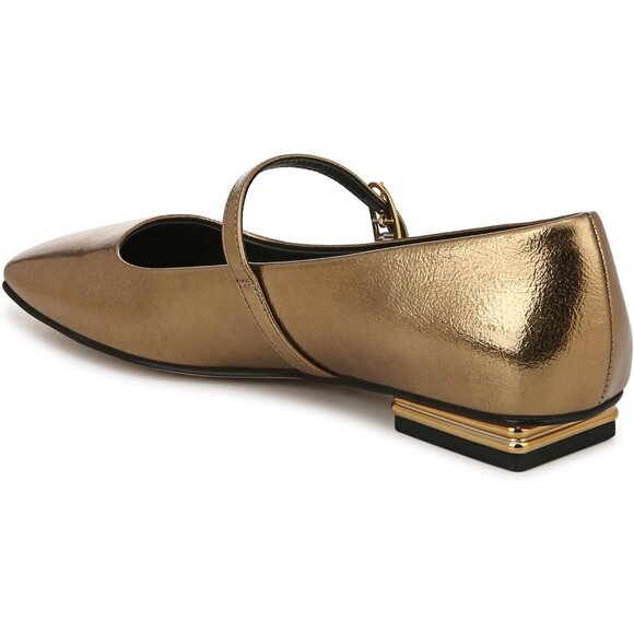 Franco Sarto Womens Bronze Metallic Faux Leather Tinsley Mary Jane Ballet Flats - Picture 8 of 9